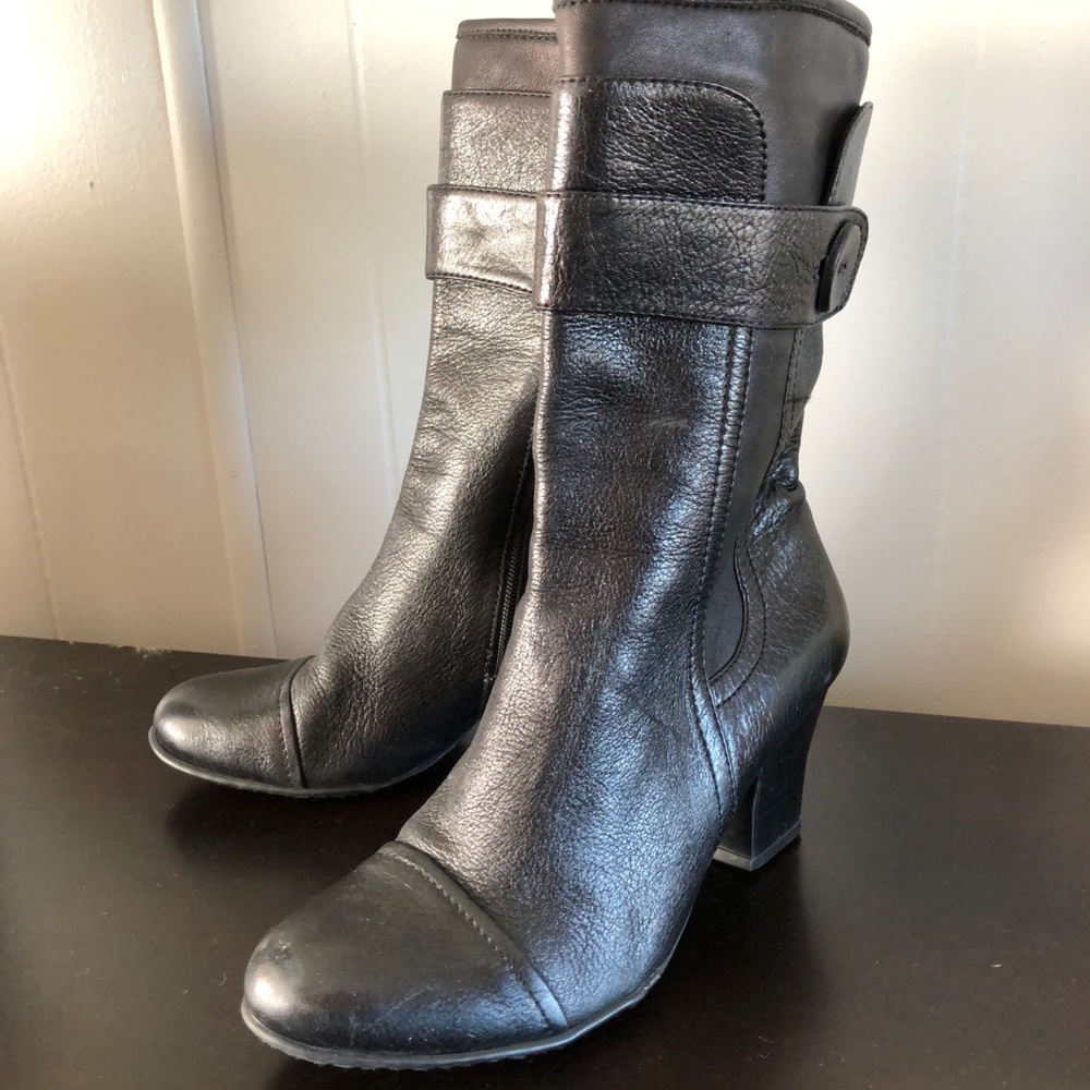 Born Black Mid Calf Leather Boots